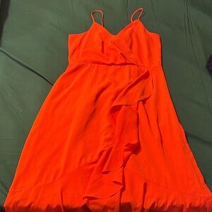Chelsea28 Vibrant Orange Asymmetrical Dress